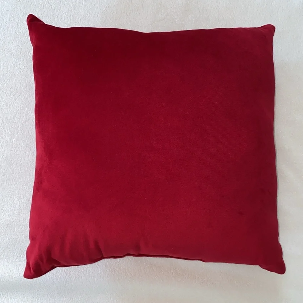 Red‎ Velvet Beaded Christmas Bling Rhinestone Reindeer pillow 13 x13